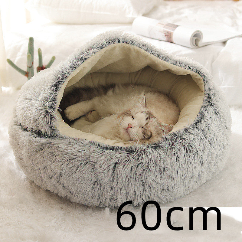 2 In 1 Dog And Cat Round Plush Winter