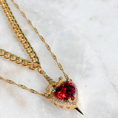 Gothic Punk One Arrow Through The Heart Creative Two Color Couple Necklace