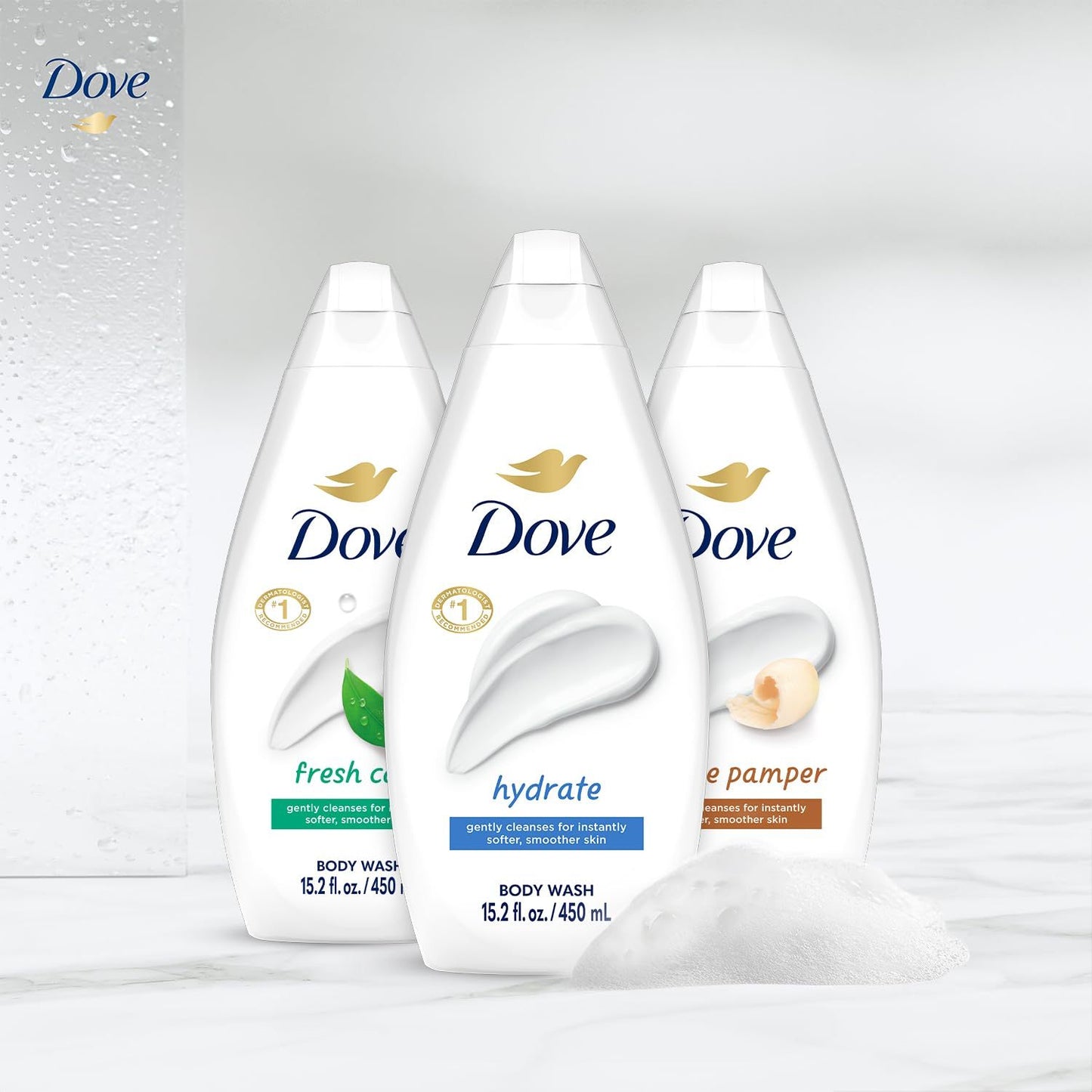 Dove Body Wash 3ct Mix 450 ML 15.2 Fl oz Each