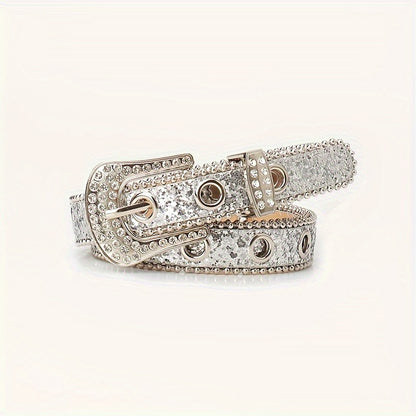 Rhinestone Pin Buckle Women's Belt