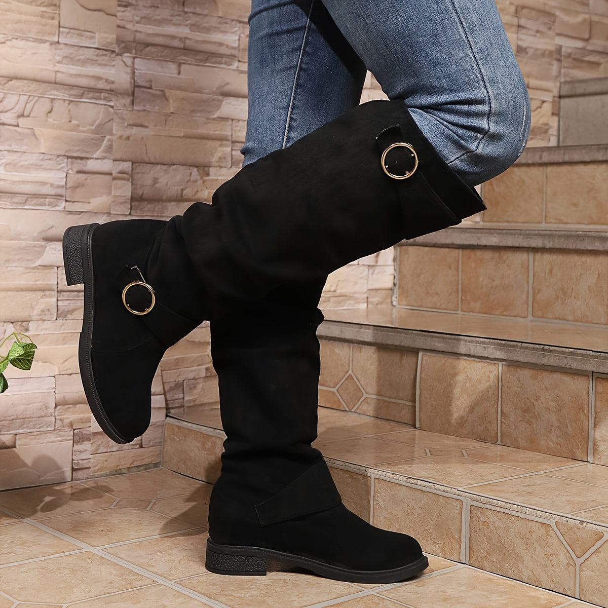 Comfortable Trendy Solid Color Knee-High Boots