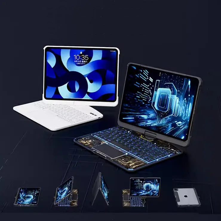360 Swivel Keyboard Clear Case For I Pad with Pen Slot