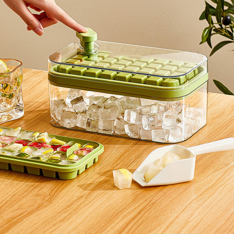 One-button Press Ice Cube Maker With Storage Box and Lid
