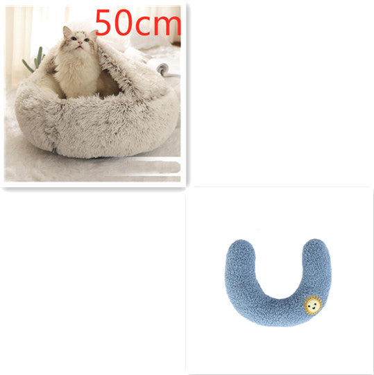 2 In 1 Dog And Cat Round Plush Winter