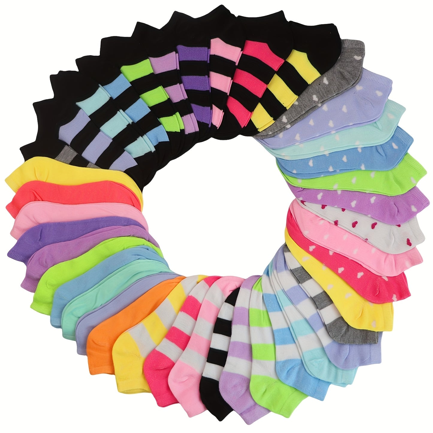 5/10/20 Breathable Women’s Colorful Heart Print Ankle Socks