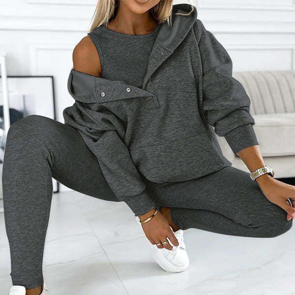 3pcs Women's Loose Hooded Sports Suit