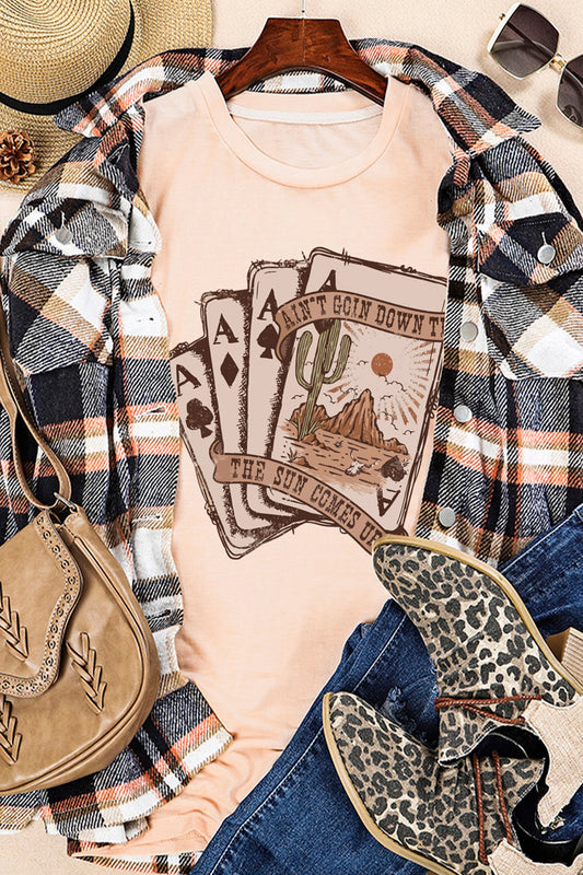T-shirt graphique Khaki Western Poker Cards