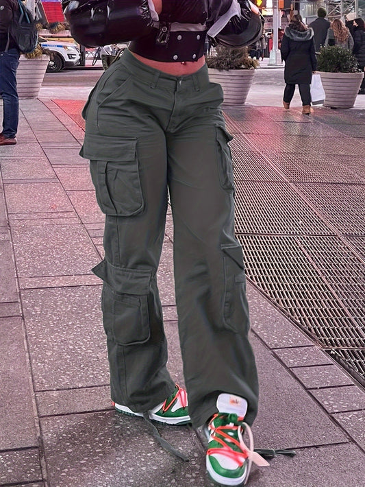 Plain Side Flap Pocket Cargo Jeans