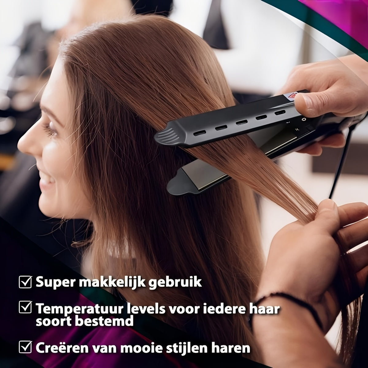 Black Wide Plate Ionic Hair Straightener