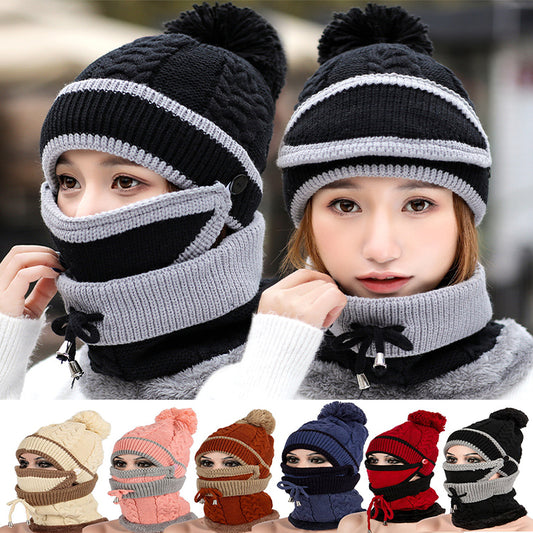 3pcs Women's Knitted Warm Beanie& Scarf Set