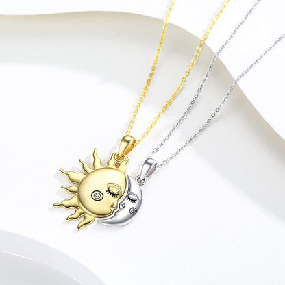 18K Golden Magnetic Sun& Star Couple Pendant Necklace