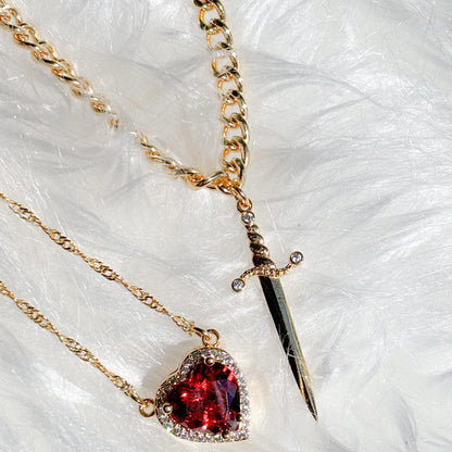 Gothic Punk One Arrow Through The Heart Creative Two Color Couple Necklace