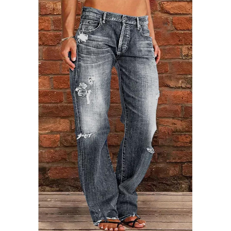 Women's Loose Wide Ripped Leisure Jeans