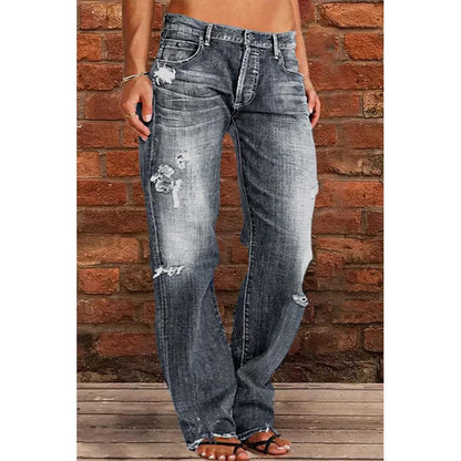 Women's Loose Wide Ripped Leisure Jeans
