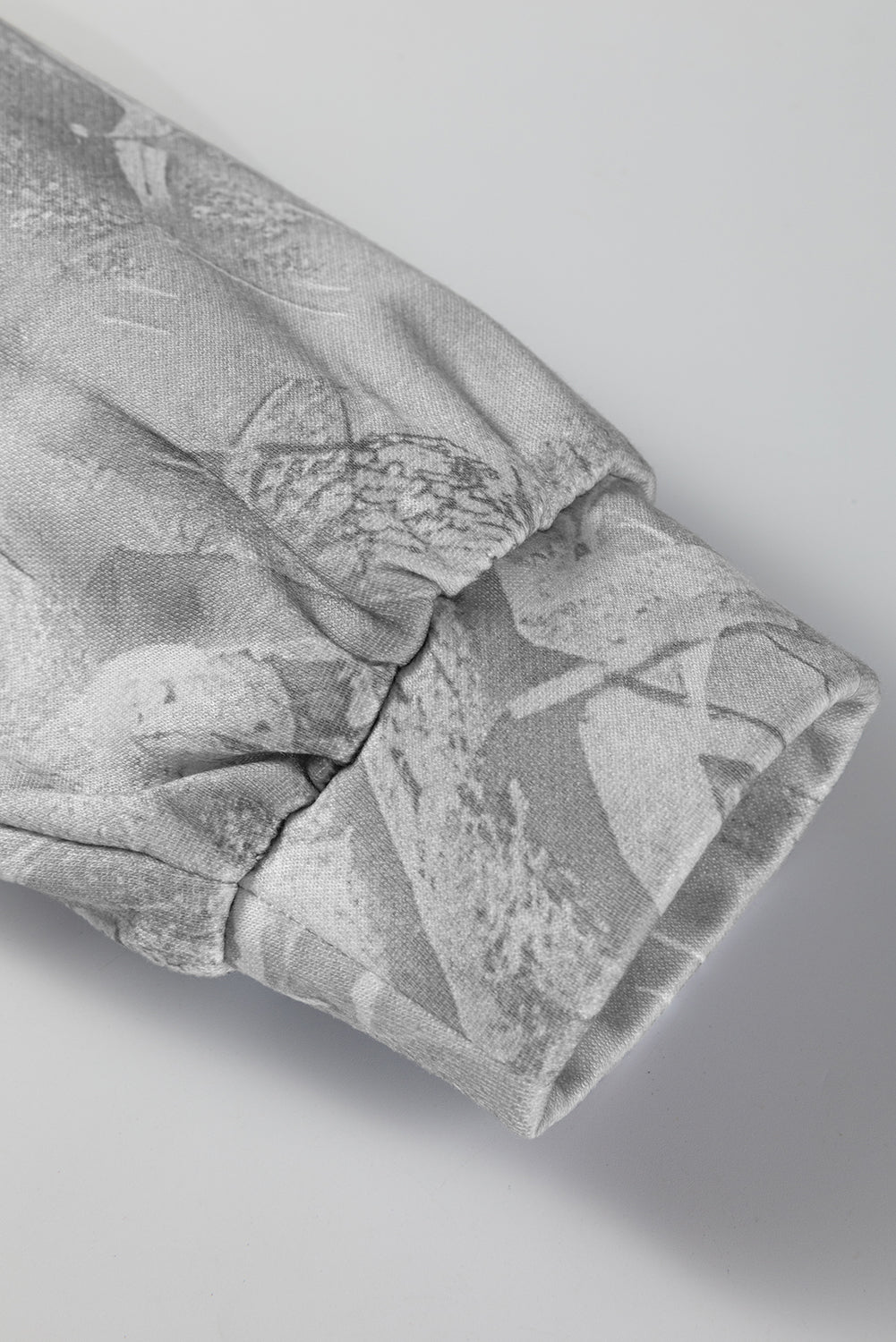 Gray Camouflage Woodland Print Oversized Sporty Hoodie