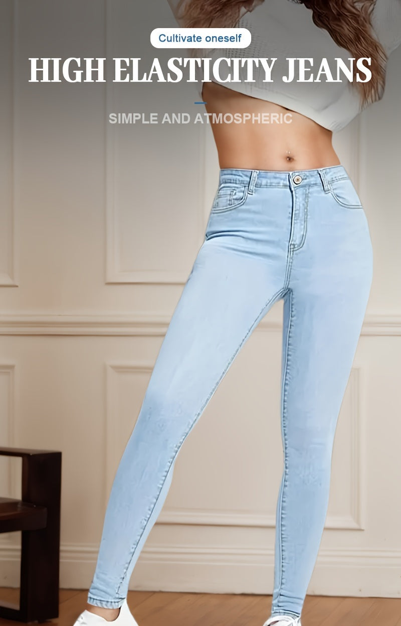 High-Rise Slim Fit Blue Jeans