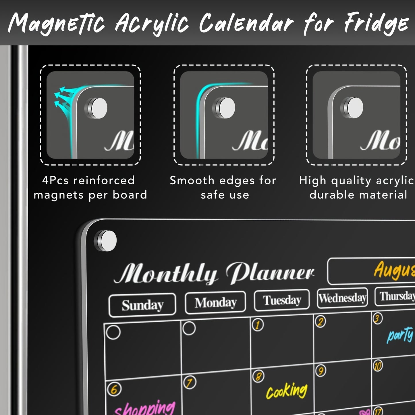 4pcs Monthly Transparent Planner Board