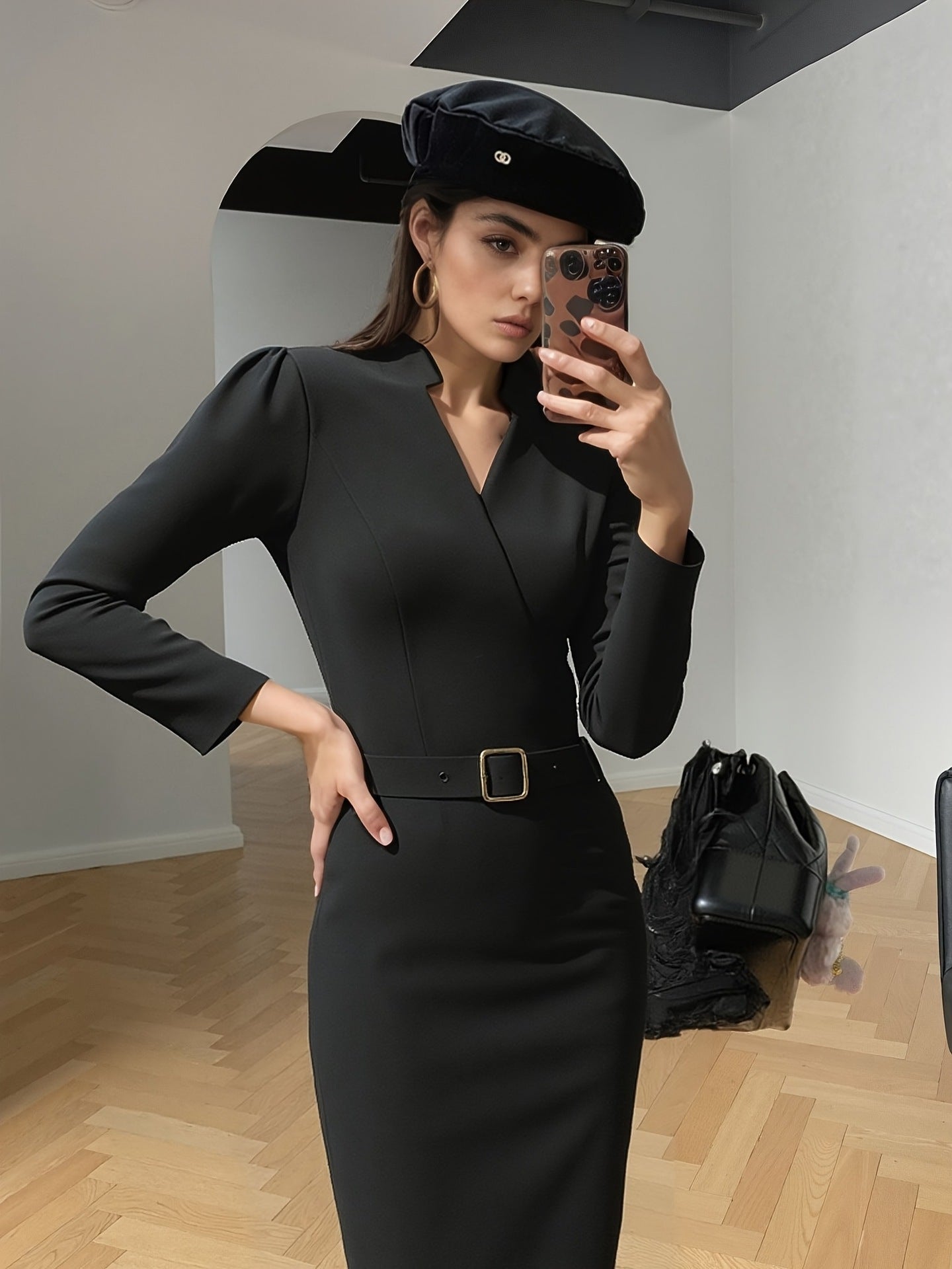 Women's Slim-fitting V-neck Long-sleeved Casual Suit