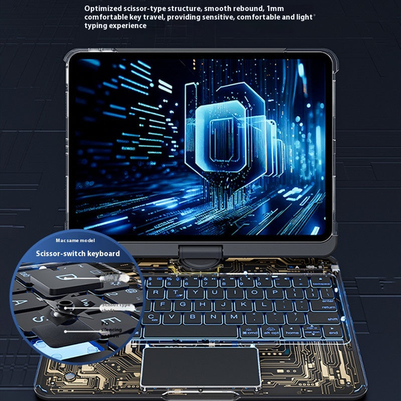 360 Swivel Keyboard Clear Case For I Pad with Pen Slot
