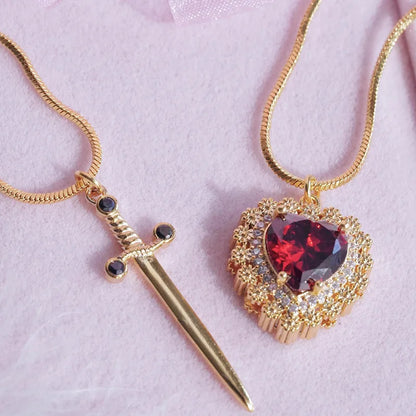 Gothic Punk One Arrow Through The Heart Creative Two Color Couple Necklace