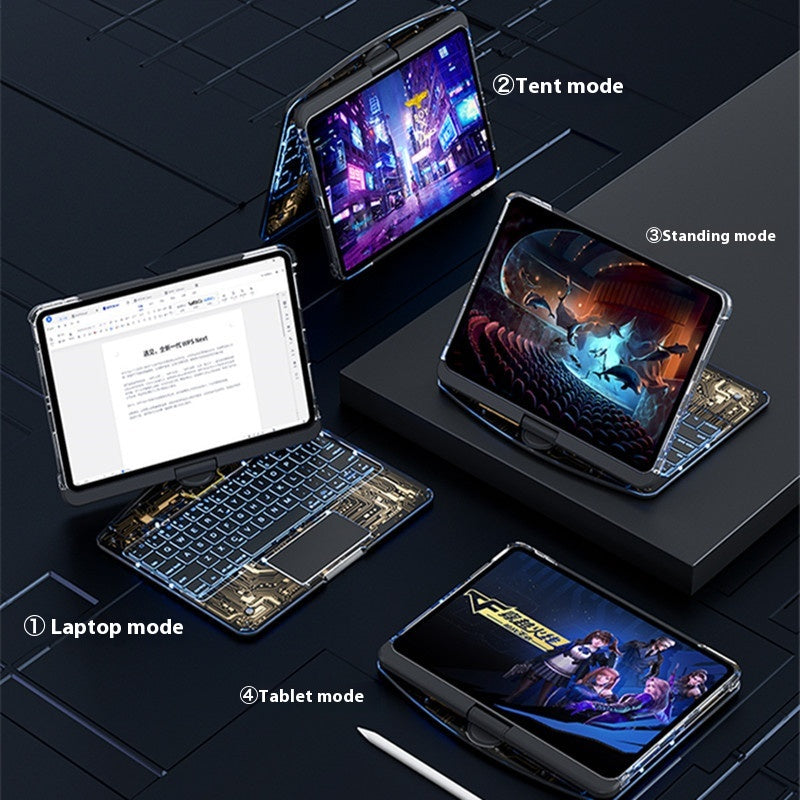 360 Swivel Keyboard Clear Case For I Pad with Pen Slot