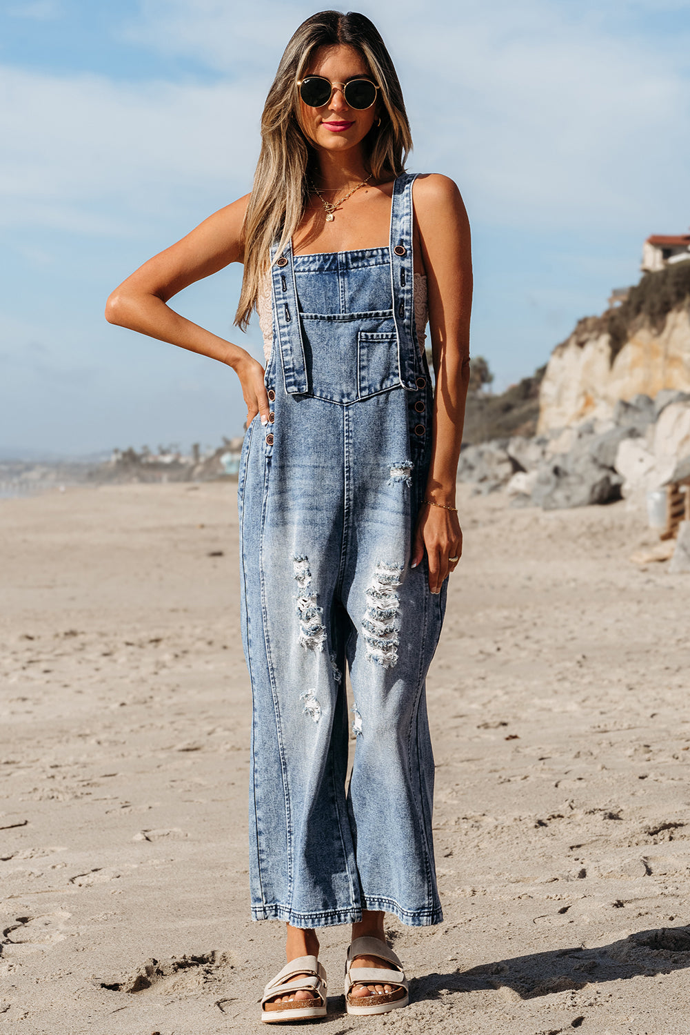 Women's Stone Blue Denim Overall