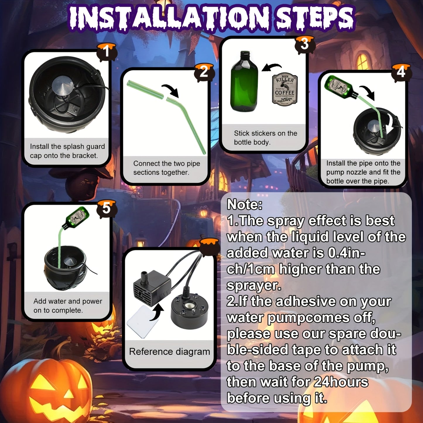 Half-Skeleton Cauldron with Magic Floating Potion & Fog Maker