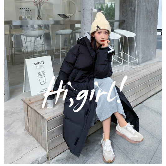 Korean-Style Mid-length Over-the-knee Down Cotton-padded Coat