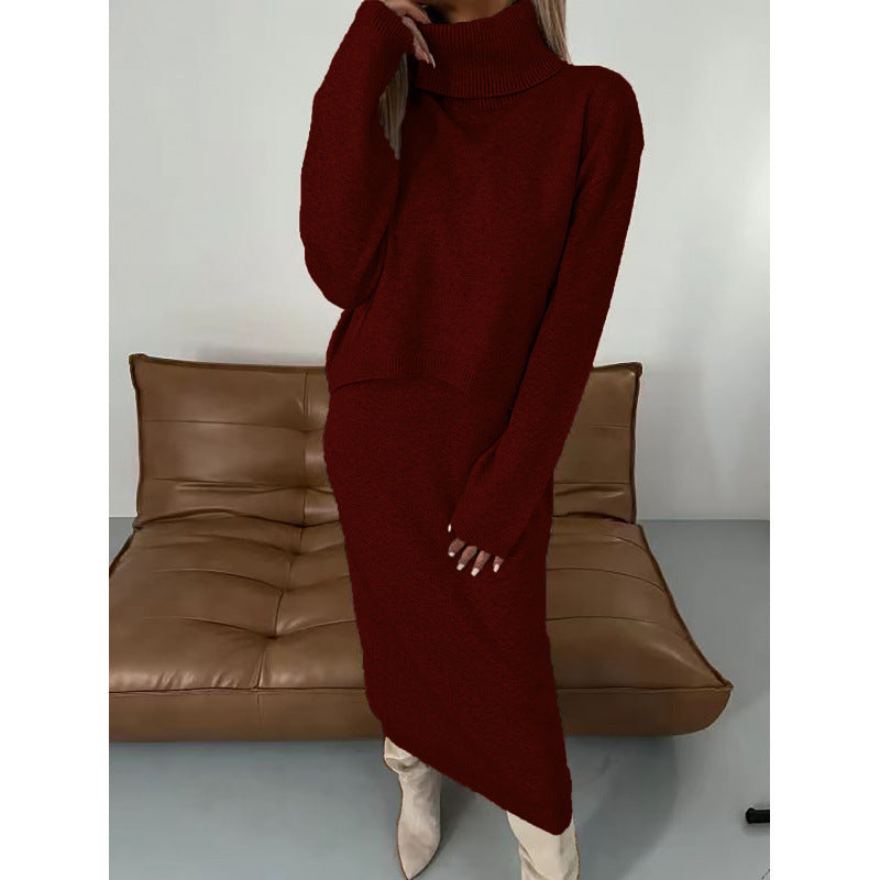 2pcs Women's Lazy Style Knitwear Elegant Skirt Set