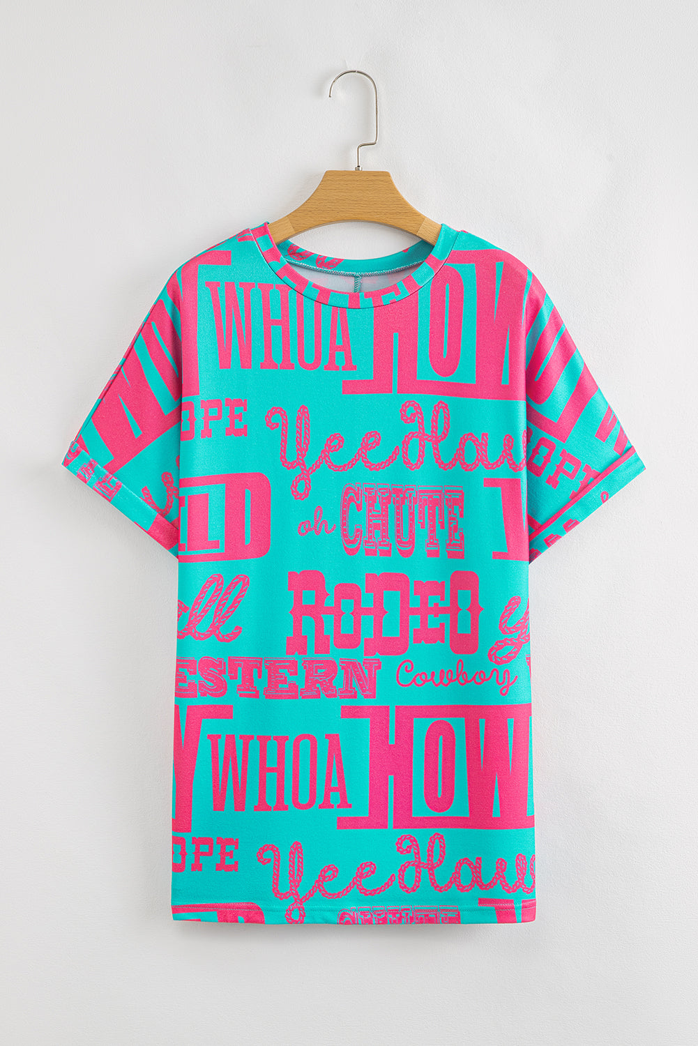 Green Howdy Cowboy Letter Printed Western Fashion Tee