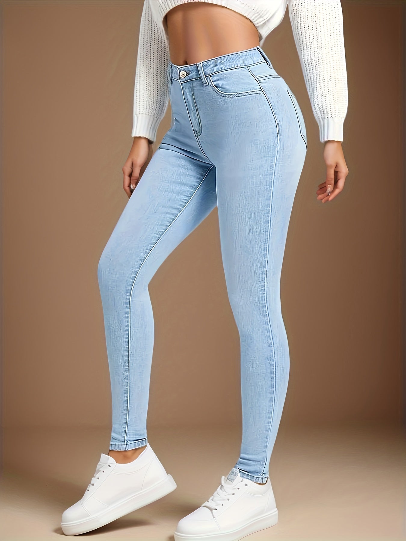 High-Rise Slim Fit Blue Jeans