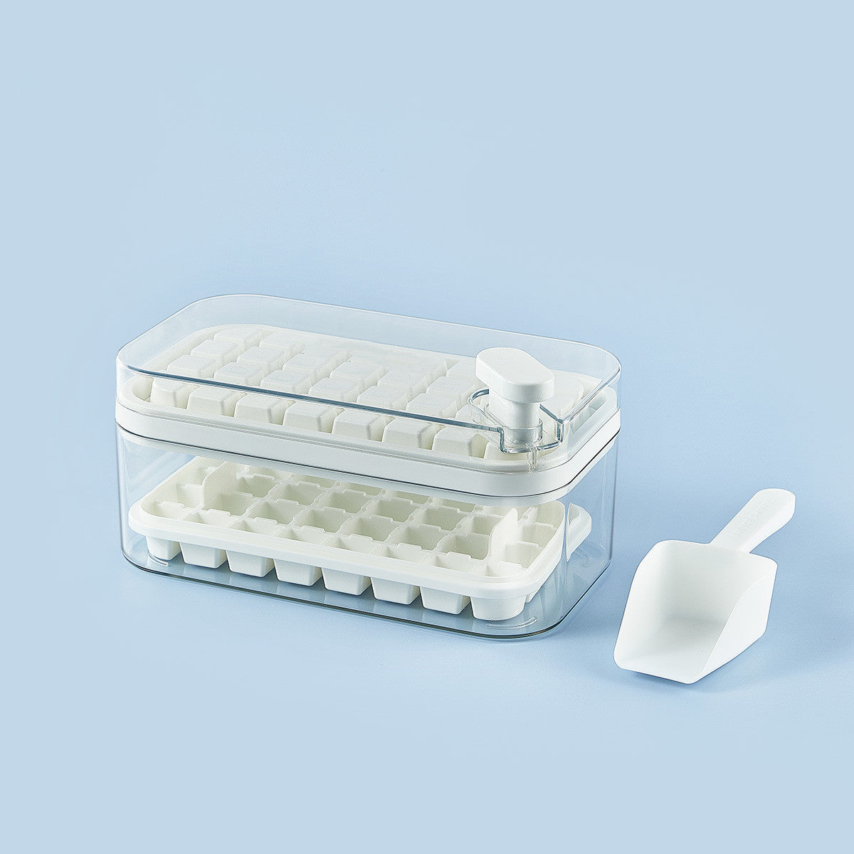 One-button Press Ice Cube Maker With Storage Box and Lid