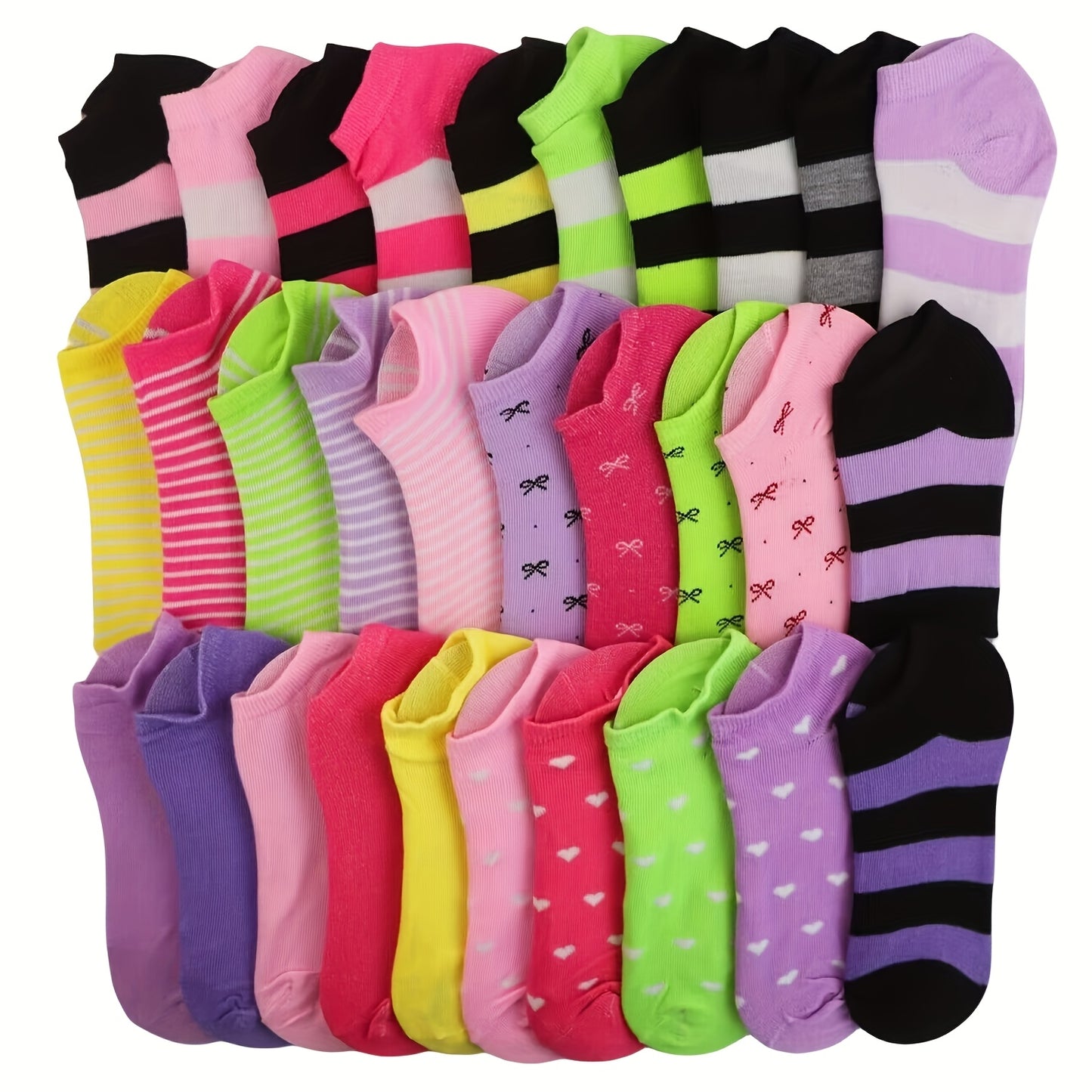 5/10/20 Breathable Women’s Colorful Heart Print Ankle Socks