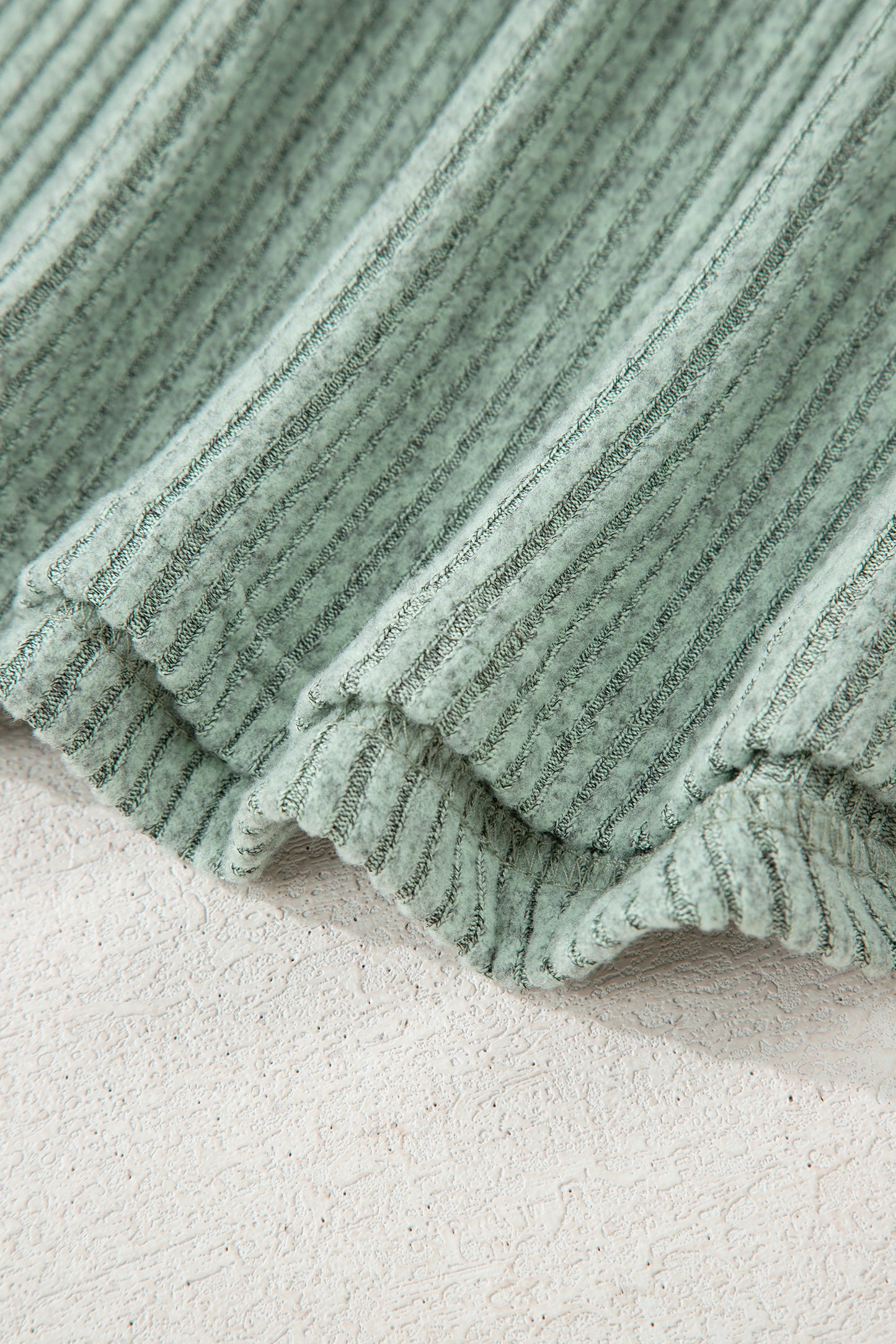 2pcs Grass Green Ribbed Notched Neck Knit Long Sleeve Leggings Lounge Set