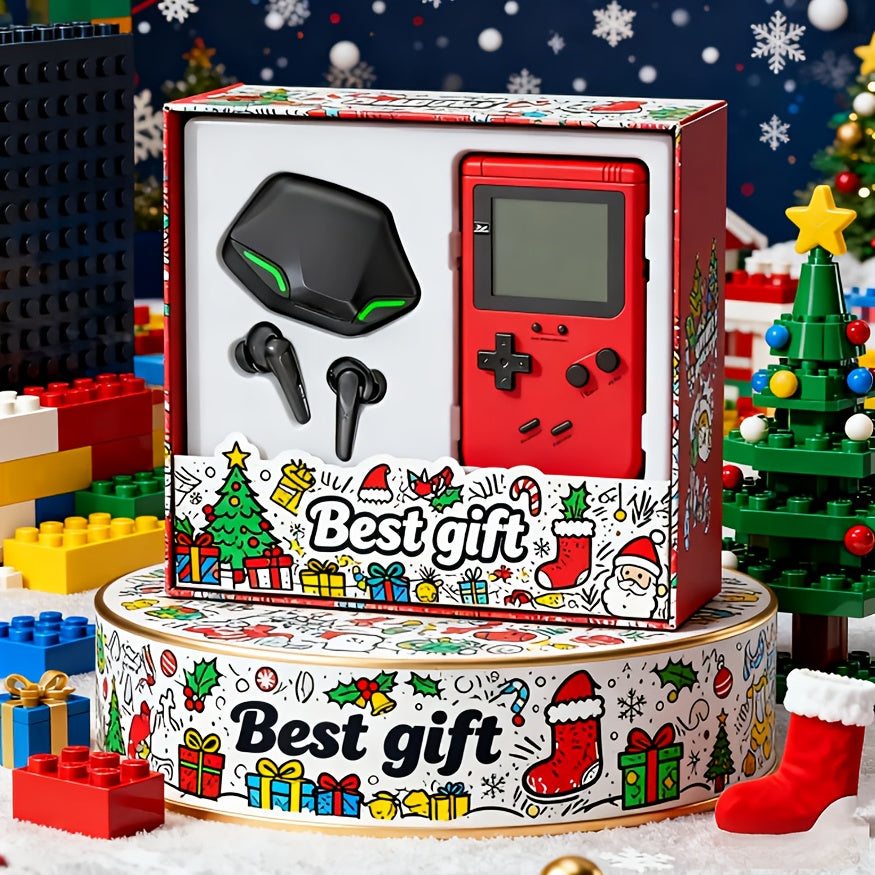 2pcs Portable Handheld Gaming Console & Headset Set with Noise Cancelling