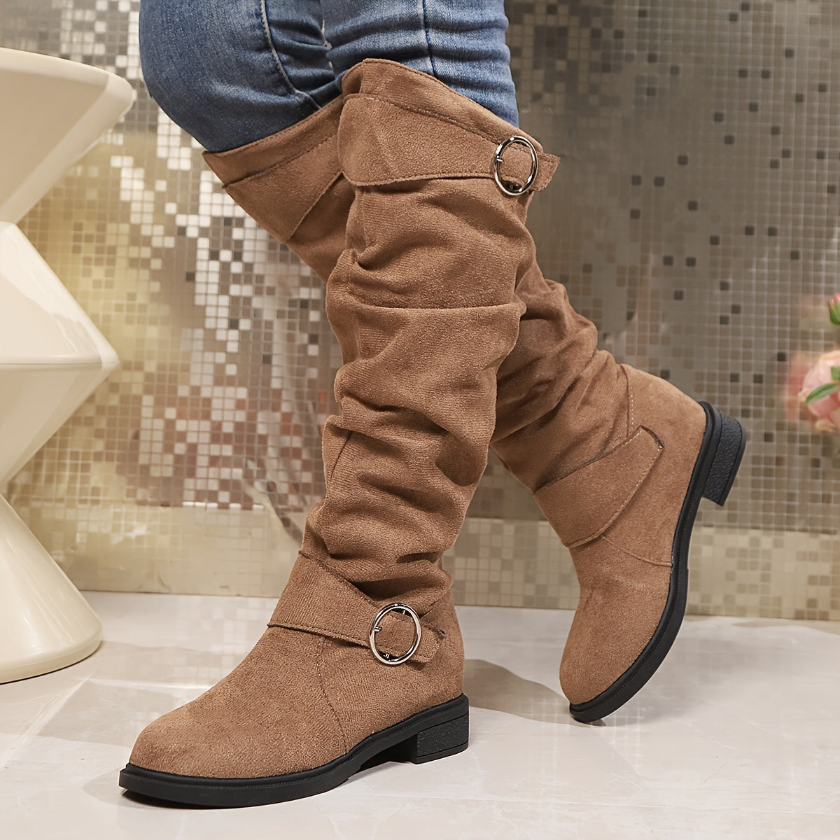Comfortable Trendy Solid Color Knee-High Boots
