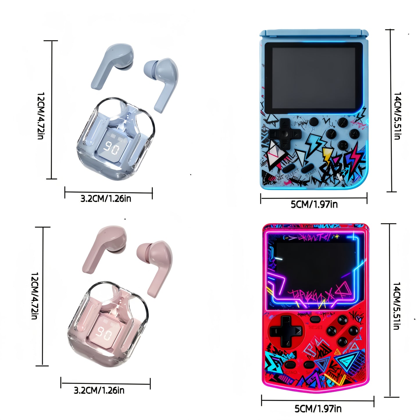 2pcs Game Console And Headphones Trendy Combination