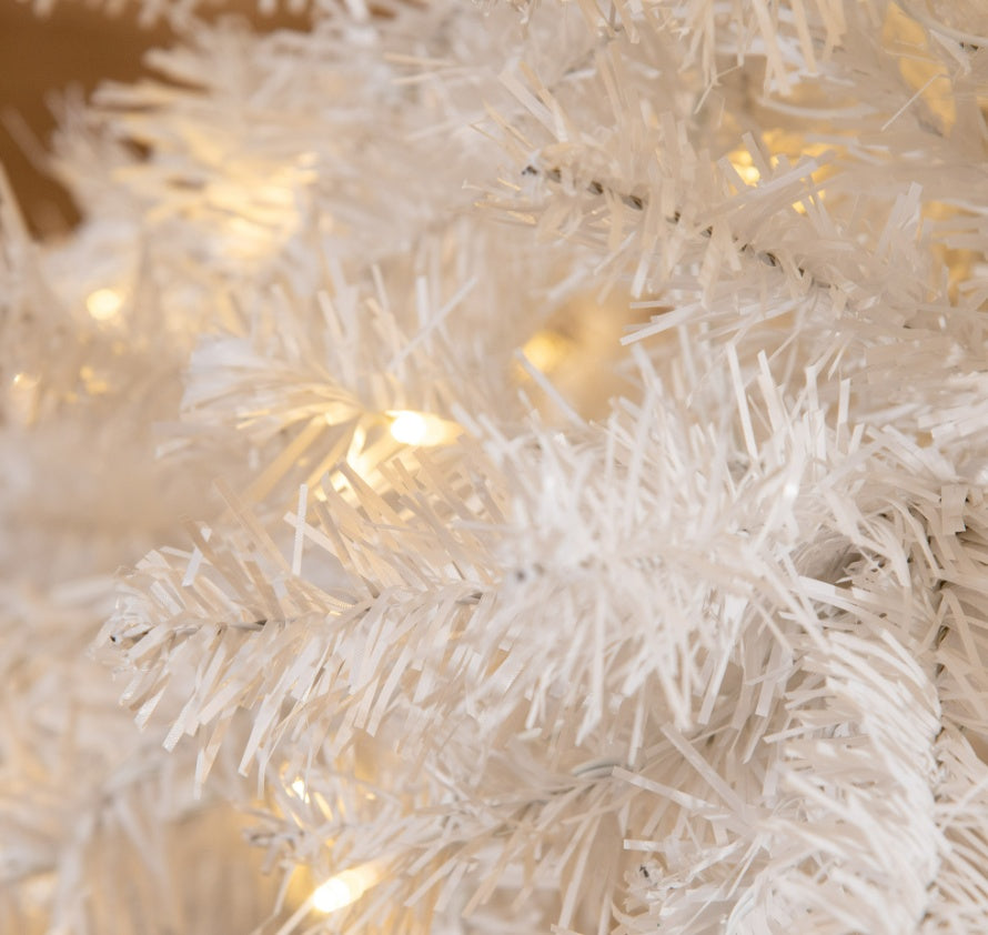 6ft Pre Lit White Christmas Tree with Metal Stand 250 Warm White LED Tips