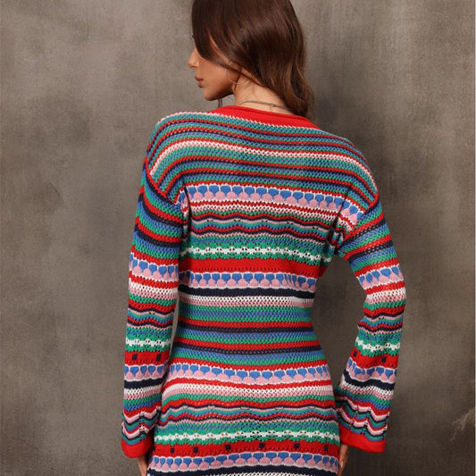 Women's Fashion Cutout Patchwork Knit Dress