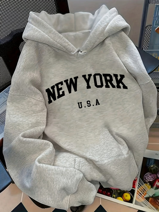 Relaxed Fit NEW YORK U.S.A Women's Hoodie