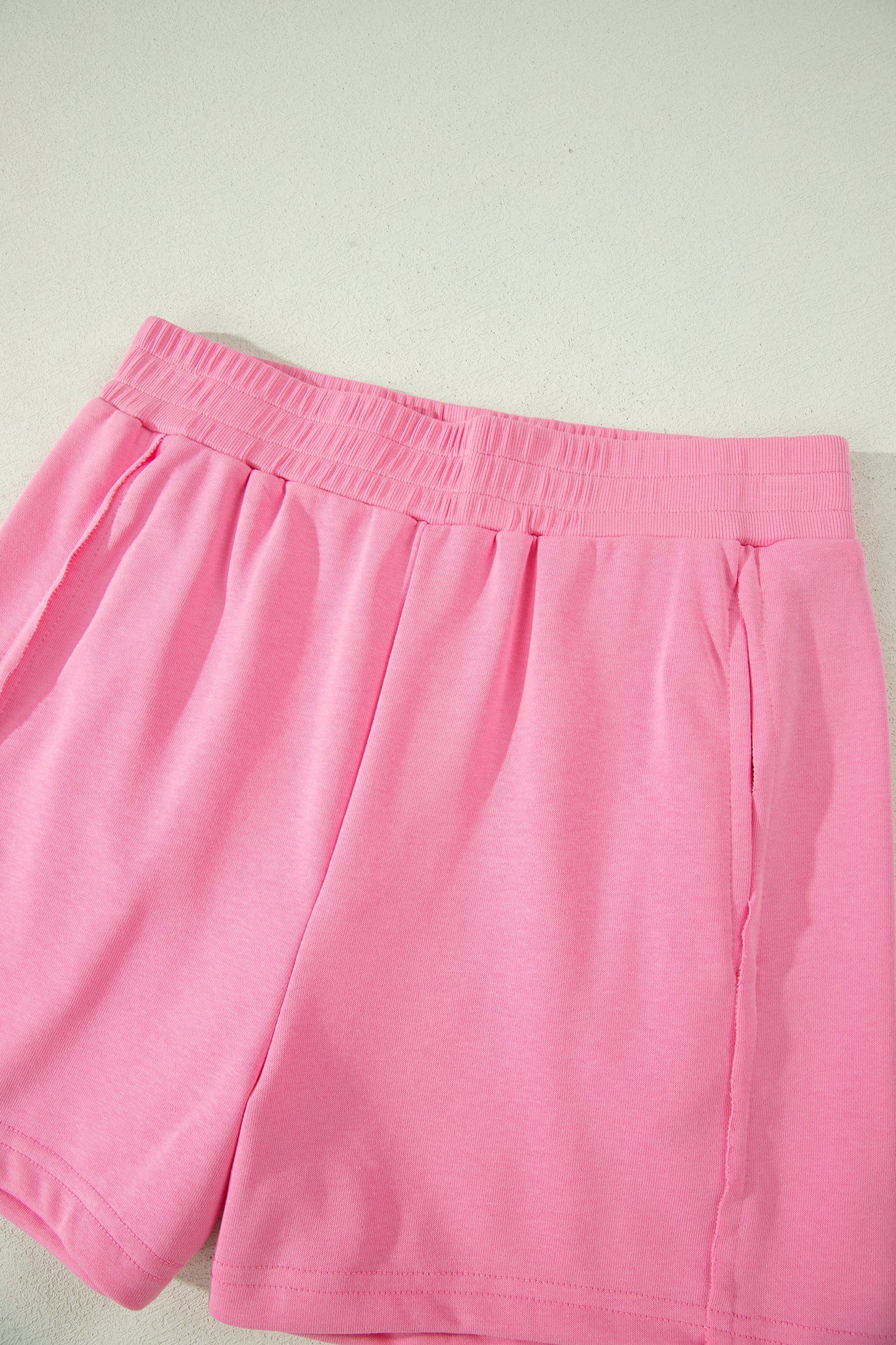 2 pcs Sachet Pink Slim Tank Top and Elastic High Waist Shorts Outfit