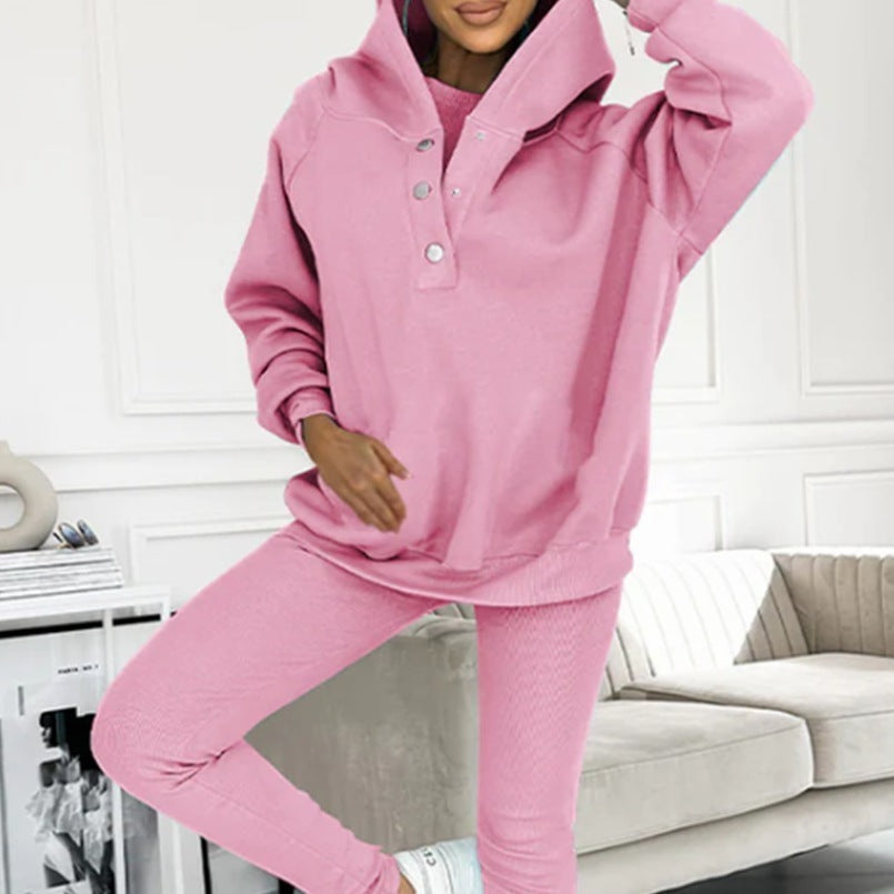 3pcs Women's Loose Hooded Sports Suit