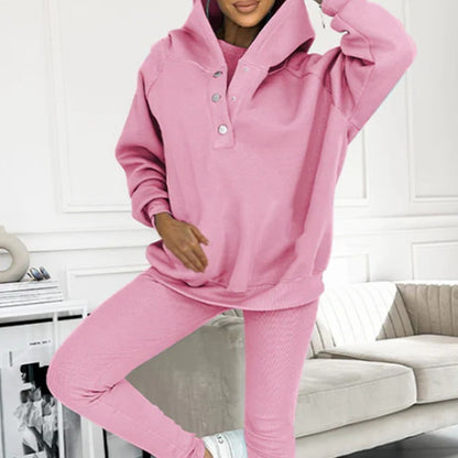3pcs Women's Loose Hooded Sports Suit