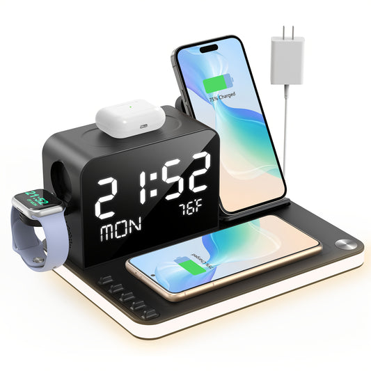 7 in 1 Dual Phone Wireless Charging Station with Night Light
