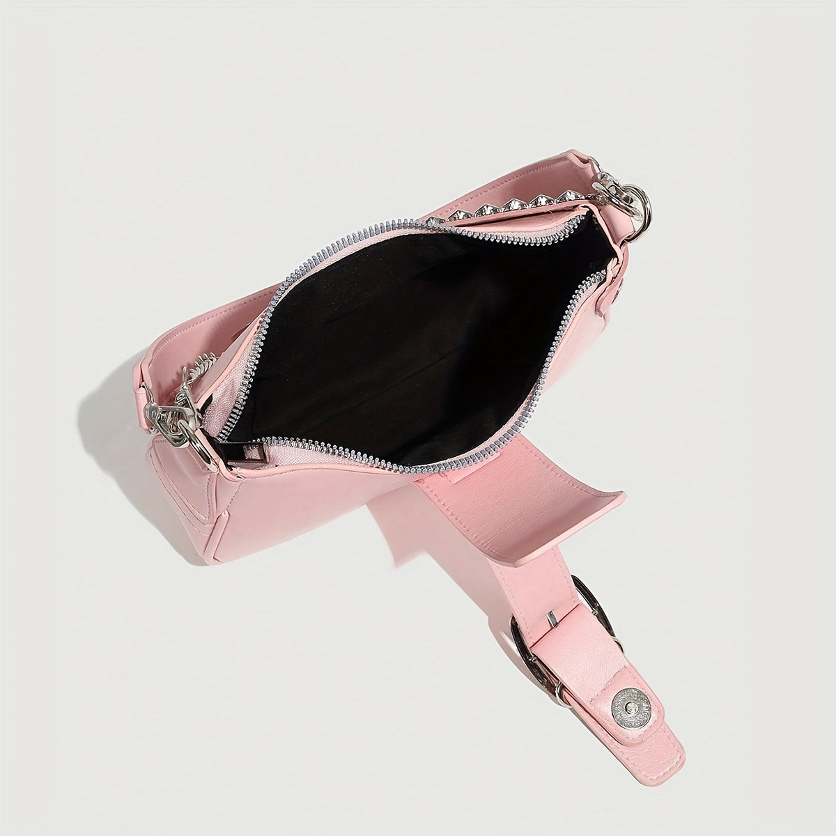 Mini Shoulder Bag with Punk Flair with Magnetic Closure