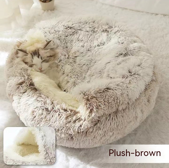 2 In 1 Dog And Cat Round Plush Winter