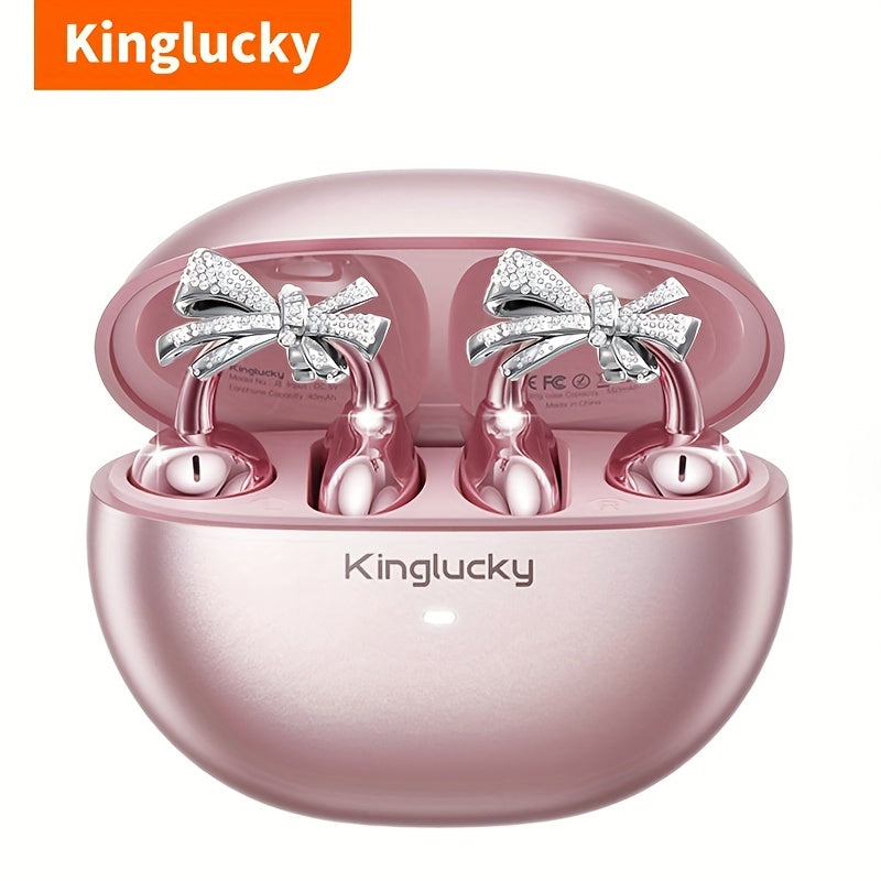 Clip On Luxurious Diamond Bow Headphone