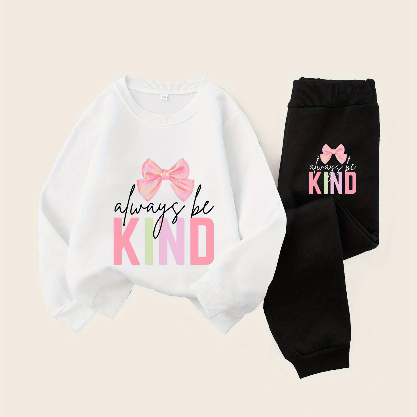 Always Be Kind with Bow Girls' Fashion Hoodie Set