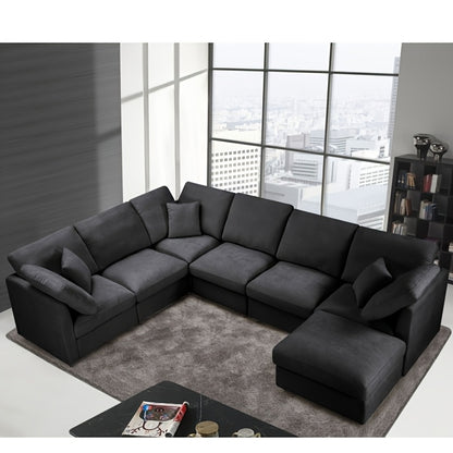 7-Seater Upholstered Sectional Sofa