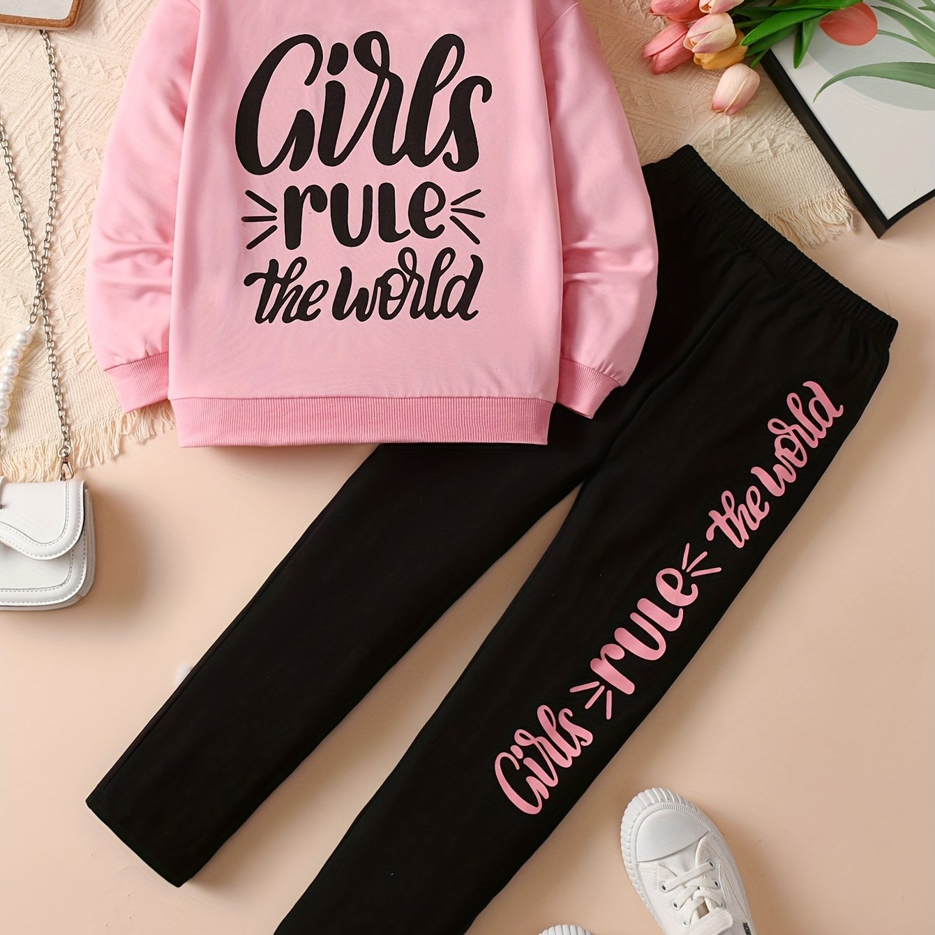Girl's Letter Two-Piece Casual Set
